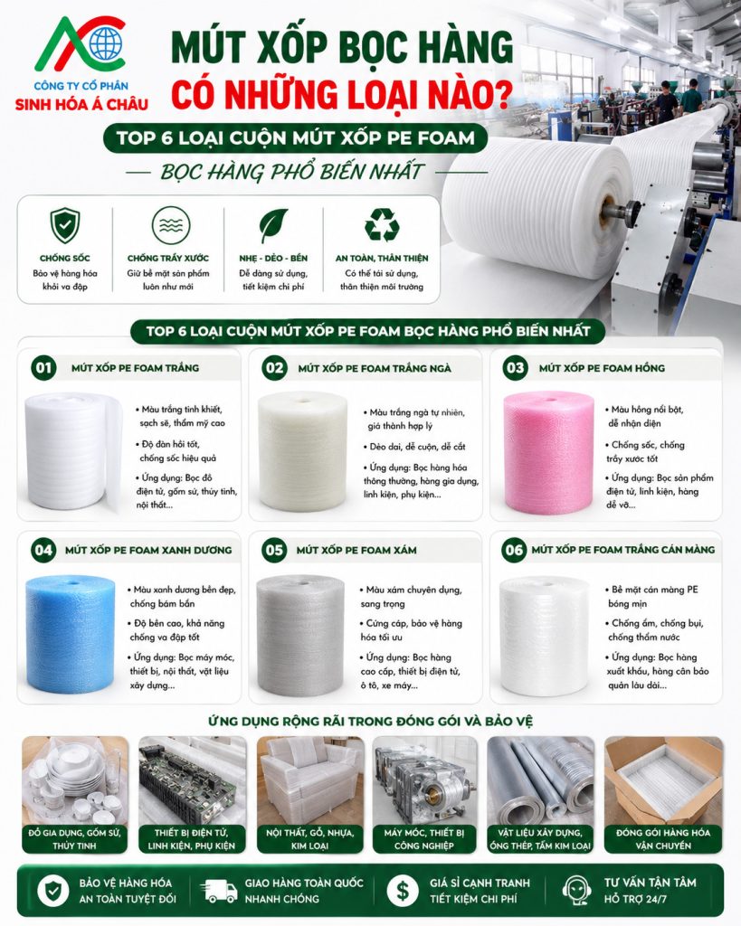 Mút Xốp Bọc Hàng Có Những Loại Nào TOP 6 Loại Cuộn Mút Xốp PE Foam Bọc Hàng Phổ Biến Nhất