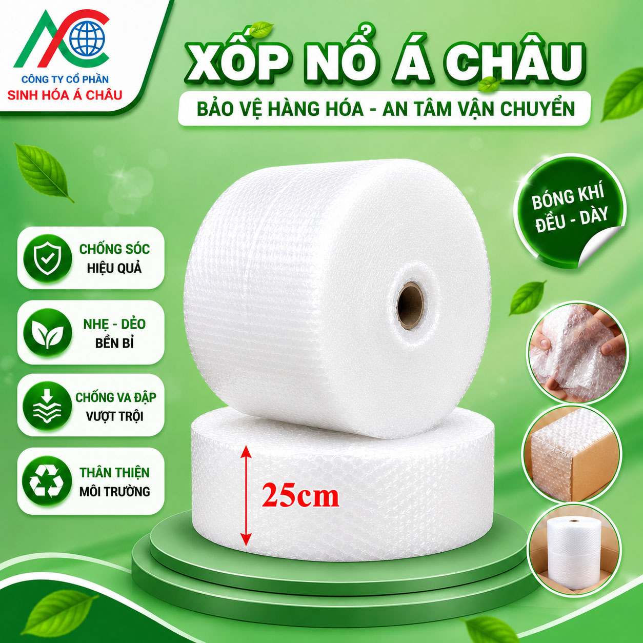 xốp nổ á châu - cuộn 25cm