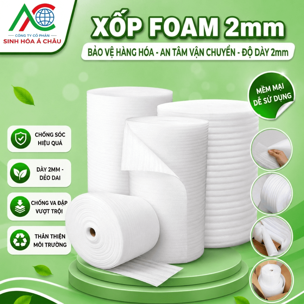 Cuộn Mút Xốp PE Foam 2mm (150m) Bọc Hàng Lót Sàn Giá Sỉ - Á Châu